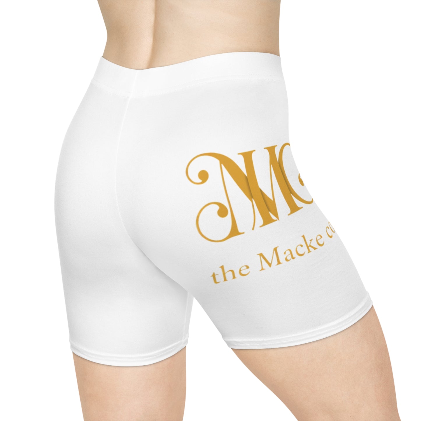 Macke Custom Chic Women’s Biker Shorts with Gold Logo - Stylish Activewear for Everyday Comfort