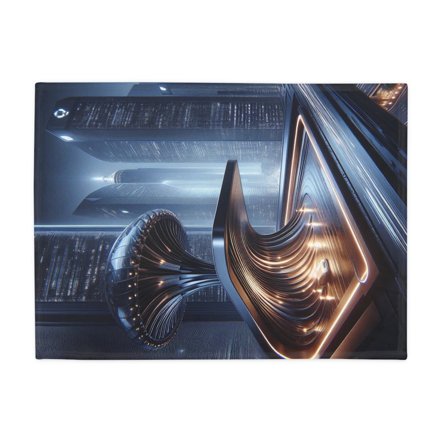Futuristic Cityscape Plush Fleece Blanket - Cozy Home Decor for Sci-Fi Lovers